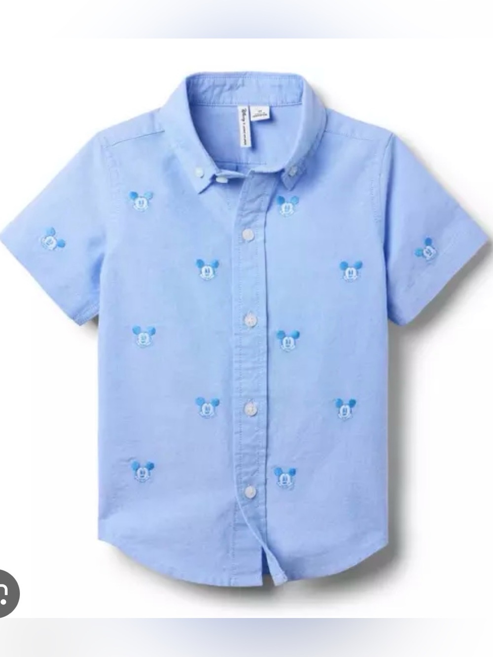Janie and Jack Disney Short-Sleeve Button-Up Shirt with Embroidered Mickey Icons